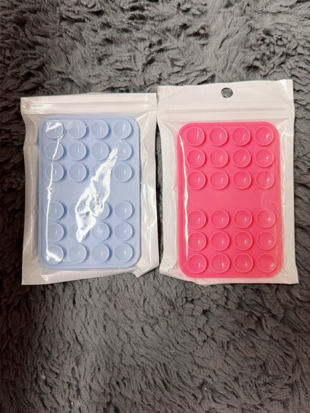 2 Pack Silicone Suction Phone Case Adhesive Mount Sticky Pads (Pink & Blue)
